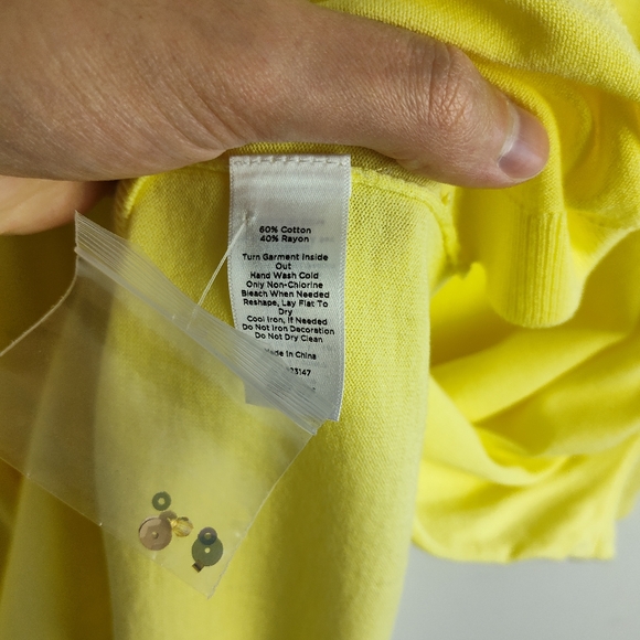 New Talbots Pineapple Embroidered shortsleeve sweater cotton yellow 3X plus size - Picture 9 of 12